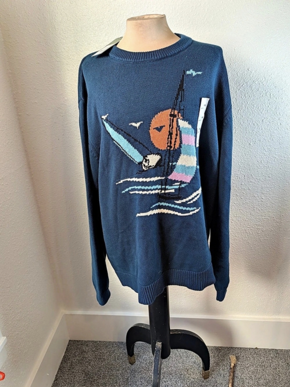 Goodfellow & Co Textured Sweater Sail Boat Textured Sail Boat Crewneck Sweater